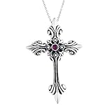 Men Women Cross Necklace Prayer Large Pendant 925 Black Sterling Silver Cubic Zircon 18 Inch Chain