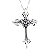 Men Women Cross Necklace Prayer Large Pendant 925 Black Sterling Silver Cubic Zircon 18 Inch Chain