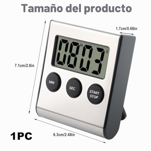 Kitchen Timer, Digital Kitchen Timer Clock Magnetic Mini Stopwatch Timer Kitchen Countdown 99 Minutes 59 Seconds Steel for Baking, Study Training