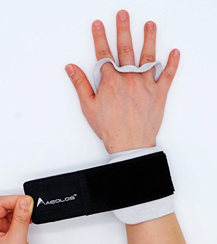 AEOLOS Leather Gymnastics Hand Grips-Great for Gymnastics,Weight Lifting,Pull Ups,Kettlebells and Crossfit Training (White, Medium)