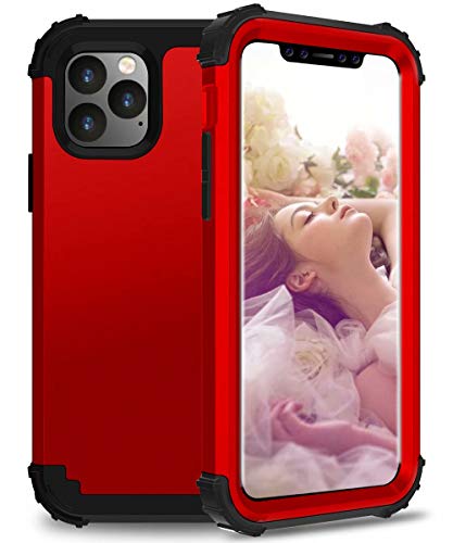 iPhone 11 Pro Max Case, Ranyi Full Body Protection Case with 4 Reinforced Corner [Supported Wireless Charging] Shock Absorbing Resilient Rubber Defender Case for 2019 6.5" iPhone 11 Pro Max (red)