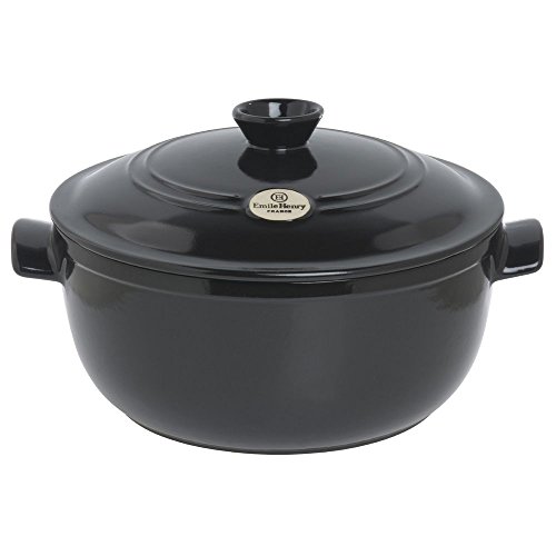 Emile Henry Flame 7 qt Round Charcoal Ceramic Dutch Oven - 11 3/4