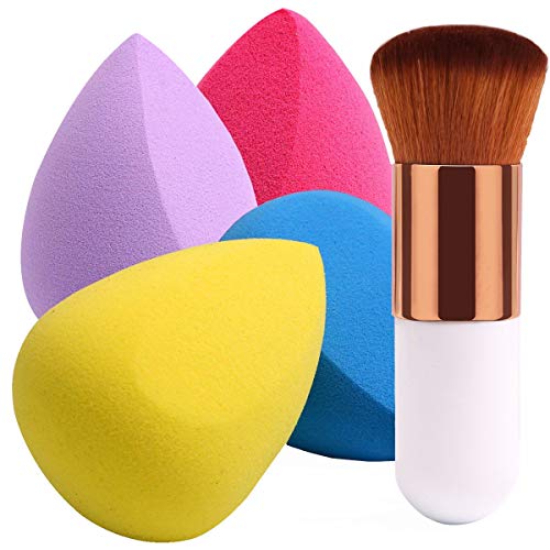 BEAKEY 4+1Pcs Makeup Sponges With Powder Brush, Foundation Blending