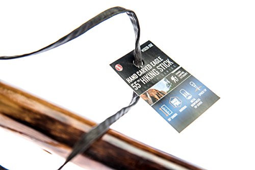 SE WS628-55E Wooden Walking/Hiking Stick with Hand-Carved Eagle Design, 55"