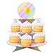 3 Tier Unicorn Cardboard Cupcake Stand Tower Mini Round Cupcake Stand Dessert Cupcake Holder Baby Shower, Gender Reveal Party, Kids Birthday Party Unicorn Themed Party - 12 inches by Lucky Party