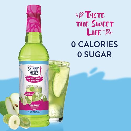 JORDAN’S SKINNY MIXES SUGAR FREE SYRUP, DRAGON FLAVOR, FRUIT FLAVORED WATER ENHANCER, DRINK MIX FOR ICE TEA, LEMONADE & MORE, ZERO CALORIE FLAVORING, KETO FRIENDLY, 25.4 FL OZ, 1 PACK