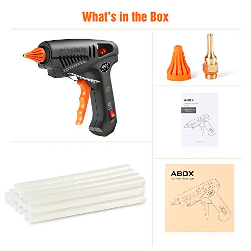 Hot Glue Gun, ABOX 60W Mini Heavy Duty Heating Hot Melt Glue Gun with 15pcs Melt Glue Sticks, Ideal for School DIY Arts and Crafts Projects, Home Quick Repairs