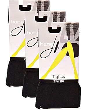 Hanes Women`s Set of 3 Matte Opaque Control Top Tight S, Black