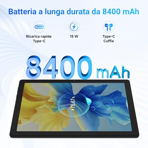 Gleeso Tablet 11,5 Pollici｜Android Tablet con Octa-Core, 30GB RAM 1TB TF, 2000*1920 2K Android Tablet con Sblocco Facciale, Widevine L1, Bluetooth 5.4 / WiFi 5G, 13MP Fotocamera, Tablet PC OTG - Nero