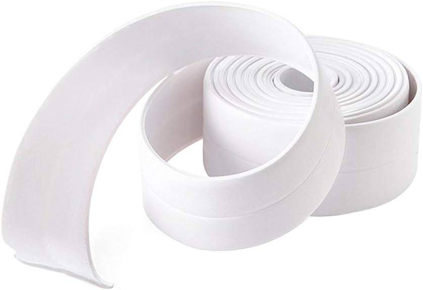 TankMR 3.2m PVC Self Adhesive Wall Sealing Waterproof Tape,Bathtub Caulk Strip Edge Protector for Kitchen Countertop, Sink, Bathturb, Toilet, Gas Stove and Wall Coner White 3.2m x 22mm