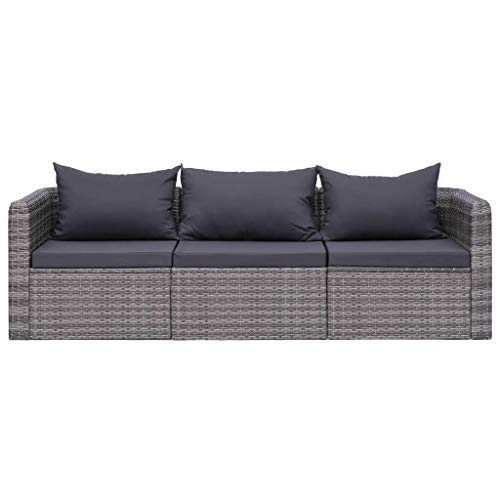 vidaXL 2X Garten Ecksofa 2-Sitzer Gartensofa Lounge Sofa Sessel Gartensessel Gartenmöbel Sitzgruppe Sitzgarnitur Gartenset Gartengarnitur Poly Rattan Grau – Bild 5