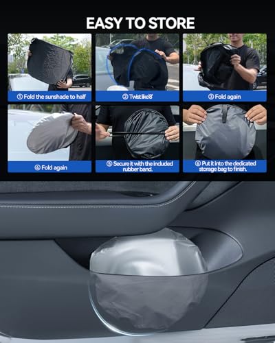 LANTU Windshield Sunshade for Ford Puma MK2 2020-2026 Foldable Sun Visor Protection with Storage Pocket Blocks UV Rays Sun Umbrella