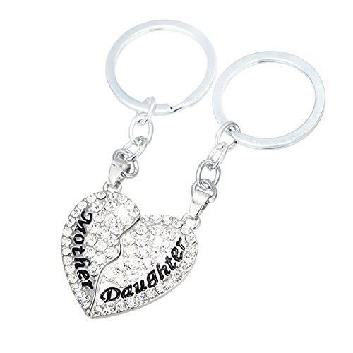 Luvalti Split Heart Keychain - Set of 2 Mother & Daughter Heart Keychain