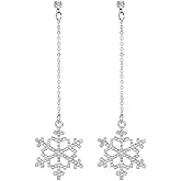 ONLYJUMP Christmas Rhinestone Pearl Snowflake Stud Earrings for Women Xmas Cute Crystal Snowflake Earrings Clear Cubic Zirconia Christmas Earrings Christmas Party Jewelry Gift