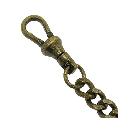 watchvshp WATCHVSHOP Albert Chain Antique Brass Color Pocket Watch Chain Vest Chain for Men Trinity Celtic Knot Design Medal Fob with T Bar Swivel Clasp AC29A