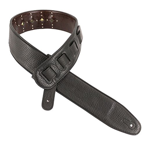 Walker & Williams GE-227 Mahogany Padded Strap Inset Brass Studs & Silver Rivets