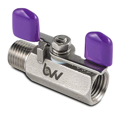BVV 1/4" MNPT x 1/4" FNPT Stainless Steel Miniature Butterfly Handle Ball Valve -40 to 230C