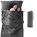Bedsure Sleeping Bag Liner - 100% Cotton Sleep Sacks Adults - Camping Sheets Travel Sheets with Full Length Zipper - Twin Size (43.3