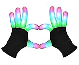 POPCHOSE LED Light Up Gloves Finger Light Gloves 3 Colors 6 Modes LED Gloves for Christmas Xmas Halloween Costume Dance Dubstep Birthday Party