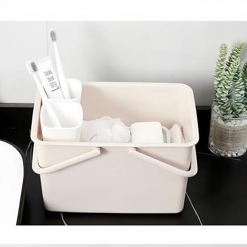 ORCHID M® 2 Pack Cleaning Supplies Caddy, Portable Plastic Shower Caddy Storage Organizer Basket/Bucket with Handles for Household, Bathroom, Kitchen, College Dorm Room Essentials, Green and pink