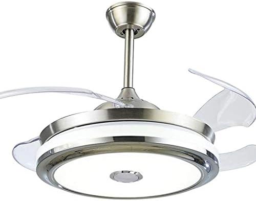 FINE MAKER 42'' Ceiling Fan with Light LED Integration Three-Color Light Bluetooth Smart Music Player and Remote Control Speed Adjustment ABS Invisible Blade (42in)