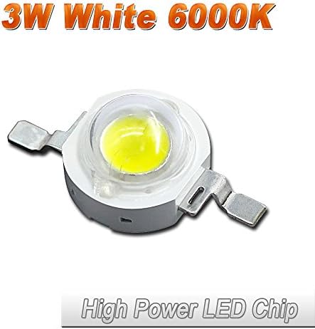 10 Pcs Hontiey High Power LED Chip 3W Pure White Light 6000K-6500K Bulbs 3 Watt Beads DIY Spotlights Floodlight COB Integration Lamp SMD