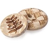 50 PCS 5 Styles Wooden Buttons Printed Wood Button 2 Holes Decorative Buttons for Clothing Knitting Crochet Project (#10,12.5mm)
