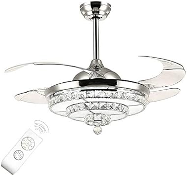 42 Silver Led Crystal Ceiling Fan Chandelier Cealing Bladeless