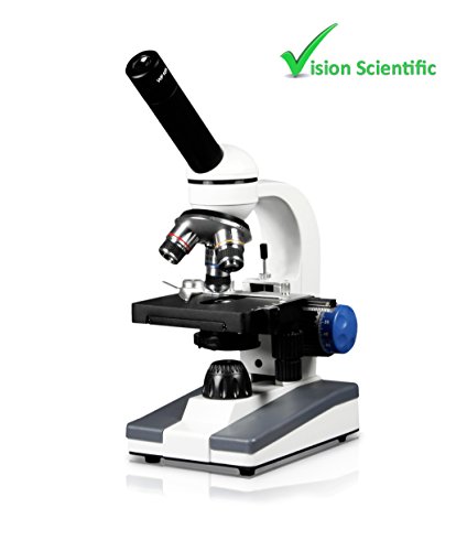 Vision Scientific VME0018-S-RC Monocular Elementary Level Compound Microscope, 10x WF & 25x WF Eyepiece, 40xâ€”1000x Magnification, Brightfield LED Illumination, Mechanical Stage, Rechargeable Battery