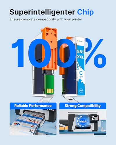GPC Image CLI-581 PGI-580 XXL Compatible Ink Cartridges Replacement for Canon 581 580 XXL for TS8150 TS6150 TS8250 TS6151 TR8550 TR7550 TS8151 TS9150 (PGBK/Black/Cyan/Magenta/Yellow, 15-Pack)