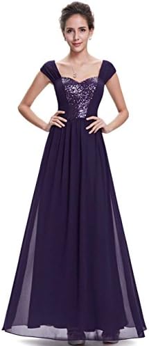 Evening Dress Ever Pretty HE08571PP Women Dress Purple Round Neck Robe De Soiree Long Evening Dresses