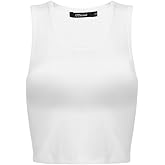 OThread & Co. Women's Basic Crop Tops Stretchy Casual Scoop Neck Sleeveless Crop Tank Top