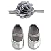 Rising Star Baby Girl's Shoes and Headband Gift Box Set, Silver Flower, 6-12 Months