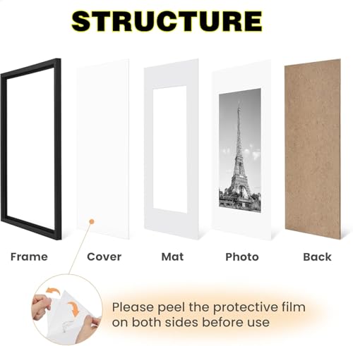 Beauenty Picture Frame Set,6x8 inch Photo Frames With Mat And Non Trace Nails,For 4x6 or 6x8 Pictures,Multi Photo Frames Collage,For Wall Tabletop Decoration(Black,Set of 5)