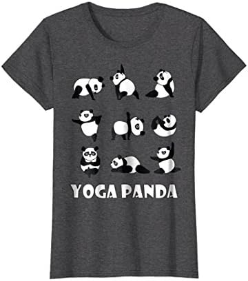 Womens Yoga Panda | Cute Bear T-Shirt for Zen, Spiritual Pet Lovers Large Dark Heather
