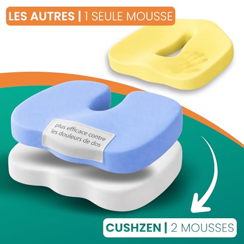 Cushzen - Ergonomic Coccyx Cushion - Chair Cushion for Coccyx Pain Relief - Ideal for Seating, Office, Driver, Car, Anti Sore Sores, Buttocks and Orthopedics.