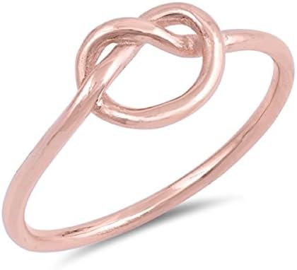 Sterling Silver Rose Gold-Tone Plated Love Knot Promise Ring Size 3