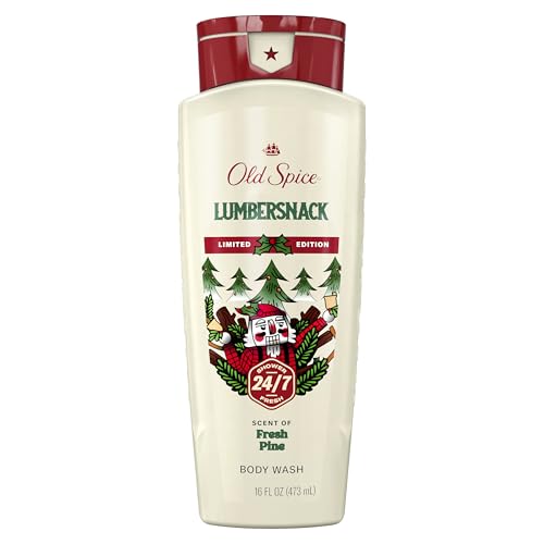 Old Spice Body Wash for Men, Holidudes Holiday Edition, 24/7 Holiday Freshness, Lasting Scent and Rich Lather, Stocking Stuffer, Lumbersnack with Fresh Pine Scent, 16 oz
