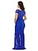 JustVH Women's Off Shoulder Short Sleeve V Neck Lace Maternity Gown Maxi Photography Dress Blue