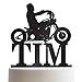 Biker Silhouette Chopper Motorcycle Personalized Cake Topper Birthday Cake Topper For Men Customized HD Biker | Solid Color Cake Toppers