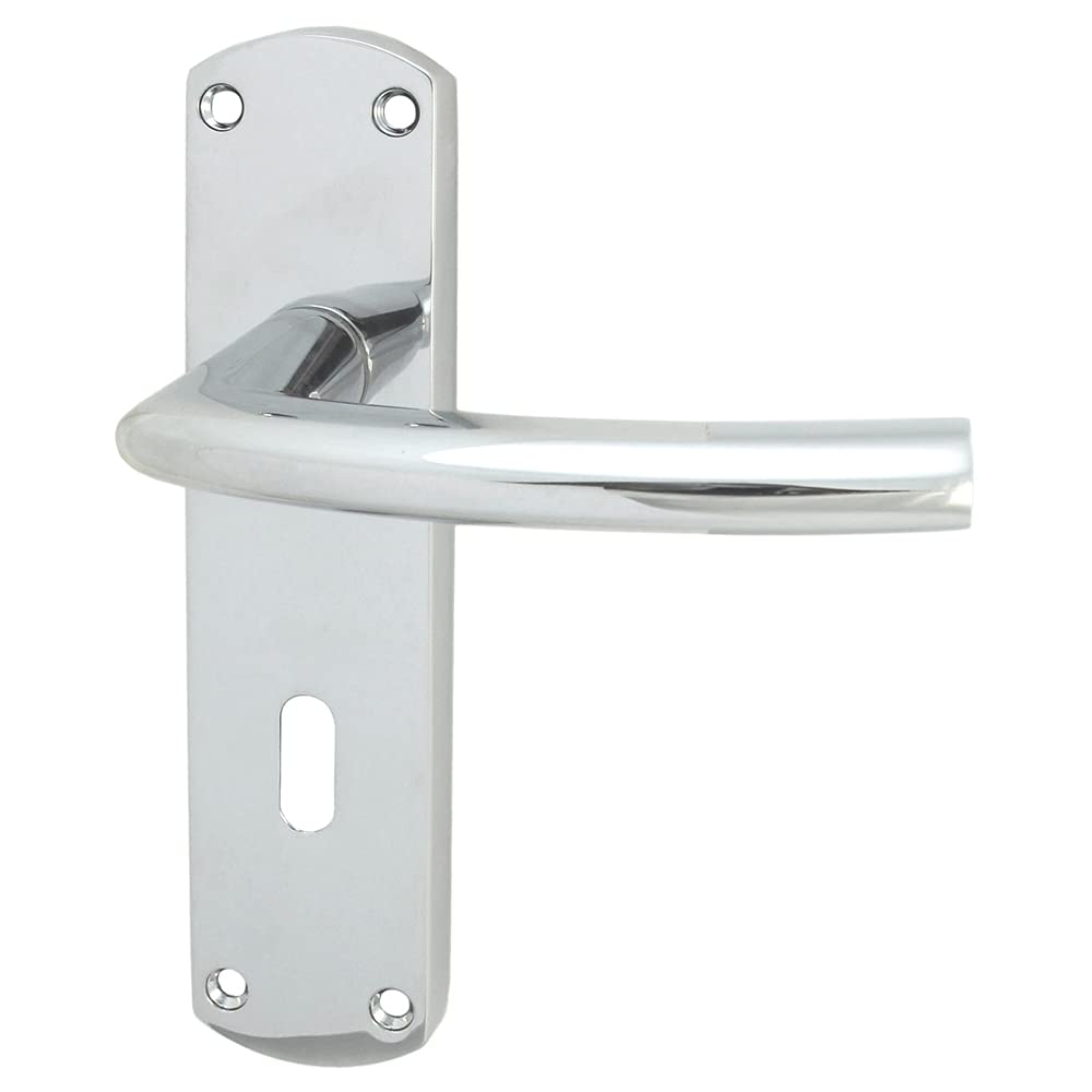 Serozzetta Esk Door Handles on Backplate - Lock (57mm c/c) - Polished Chrome