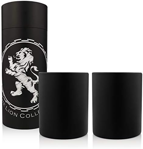 Lion Whiskey Glasses Set of 2 | Double Wall Whiskey Glasses | Unique Scotch Glasses, Whisky Glasses, Bourbon Glasses, Cognac Glasses, Brandy Glasses, Liquor | Luxury Whiskey Glass and Box (Black)