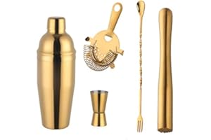 Buyerstar Bar Set 5-Piece Mixology Bartender Kit - Cocktail Shaker Set Bar Tool Set for Home and Professional Bartending - Ma