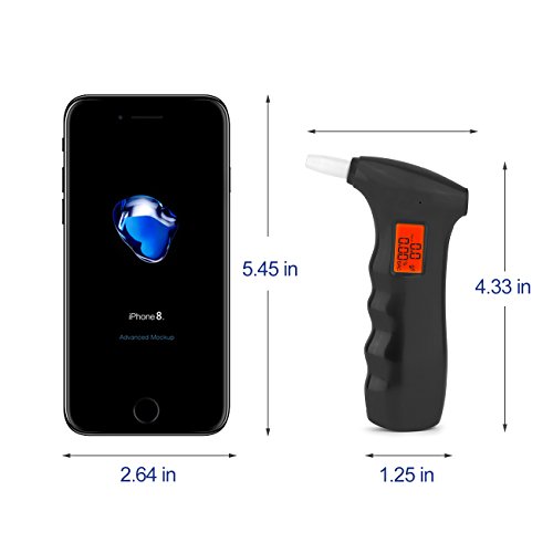 Vandora Breathalyzer, Portable Digital Breath Alcohol Tester LED Screen with 5 Mouthpieces for Home Use - Thumbnail 5