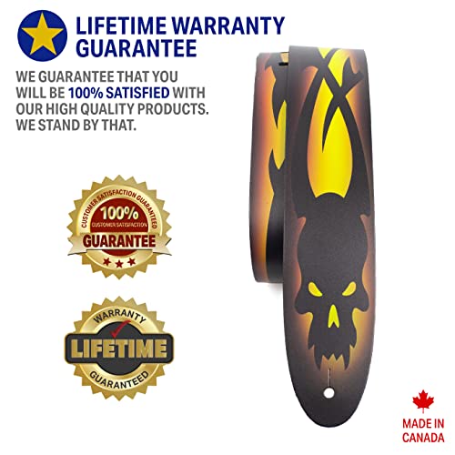 Perri's Leathers Ltd. Guitar Strap Direct To LeatherYellow Skull