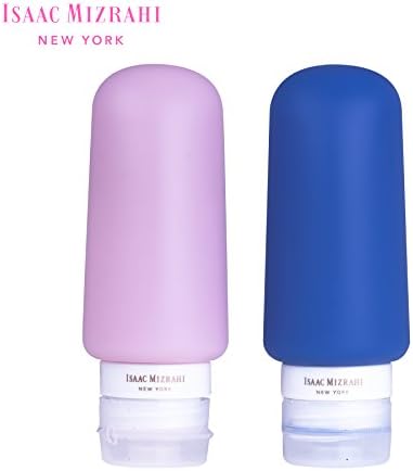 Isaac Mizrahi 2 Pack Silicone Bottle Travel Set (Navy/Pink)