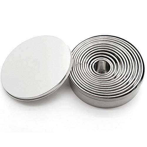 Seacity Round Cookie Biscuit Cutter Set with 12 PCS, Cake Molds Pastry Cutters Stainless Steel Baking Metal Circle Fondant Molds Round Cutters For Muffins Crumpets Donuts Scones Mousse