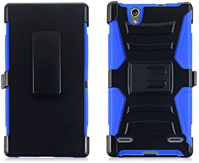 ZTE Lever Case, ZTE Lever Lte Case, Nex® Combo Rugged Shell Cover Holster with Built-in Kickstand and Holster Locking Belt Clip for ZTE Lever LTE (Black+Blue)