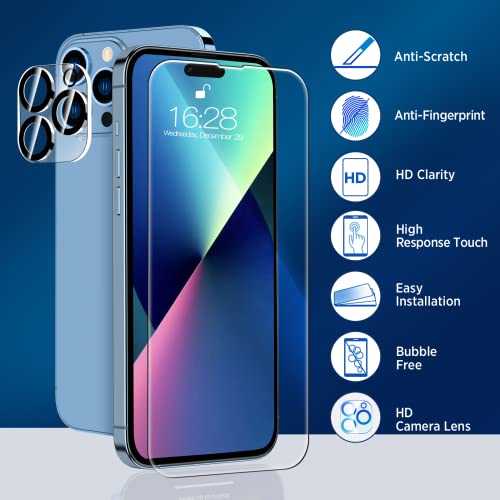 NatuBeau 3 Pack Screen Protector Compatible with iPhone 14 Pro with 3 Pack Camera Lens Protector, iPhone 14 Pro Screen Protector Tempered Glass, 6.1 inch
