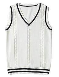 Gihuo Women's V Neck Trendy Sweater Vest Cable Knit